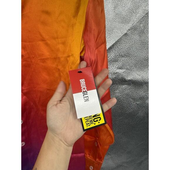 BRUCE GLENN PRISM SUNRISE SILK BUTTON UP SHIRT WOMENS XS NEW - Picture 3 of 12